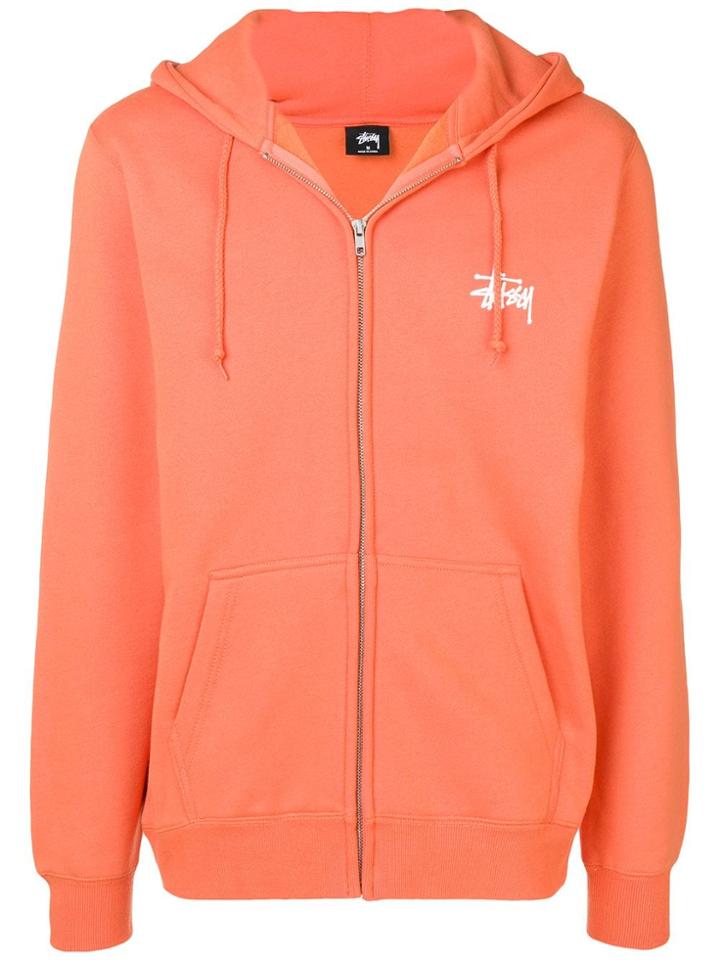 Stussy Logo Print Hoodie - Orange