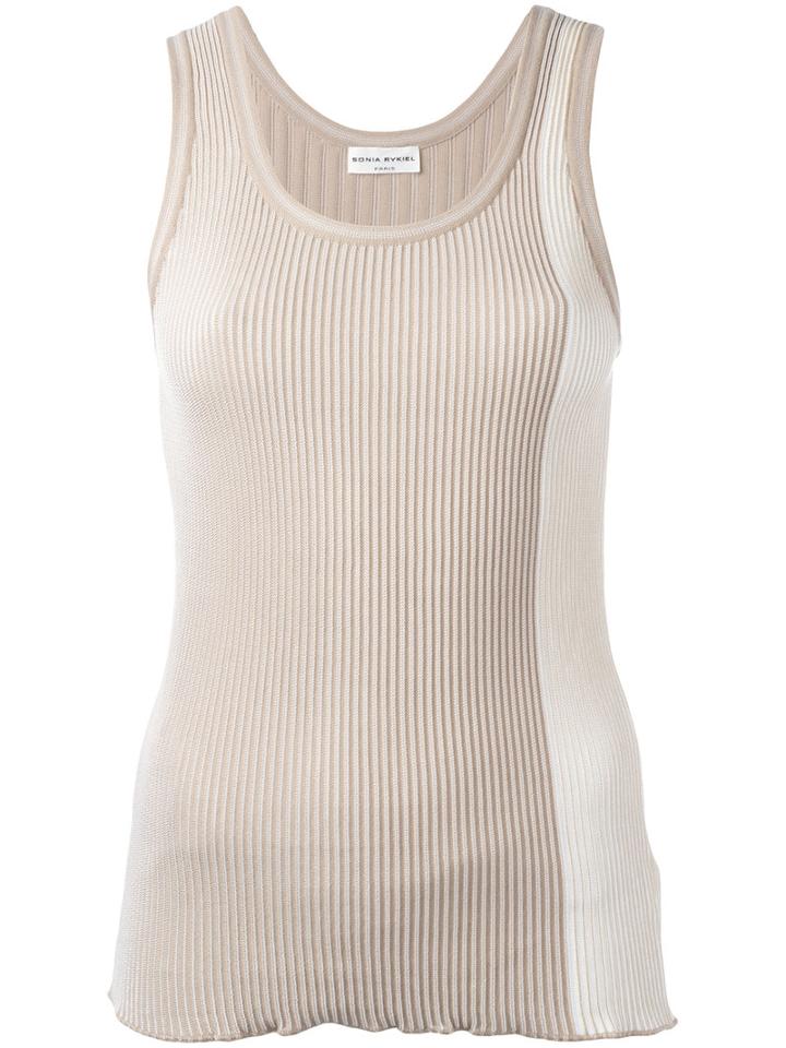 Sonia Rykiel Ribbed Tank Top, Women's, Size: Large, Nude/neutrals, Cotton/viscose