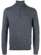 Polo Ralph Lauren Ribbed Zip Collar Jumper, Men's, Size: Small, Grey, Cotton