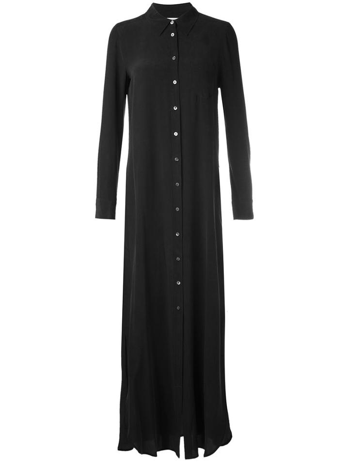 Equipment - Buttoned Maxi Shirt Dress - Women - Silk - Xs, Black, Silk