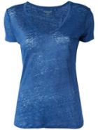 Majestic Filatures V-neck T-shirt, Women's, Size: Iii, Blue, Linen/flax