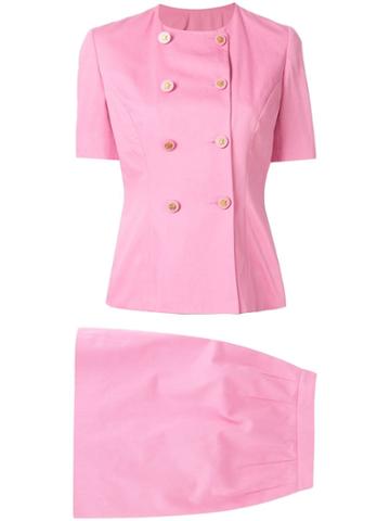 Céline Vintage Setup Suit Jacket Skirt - Pink