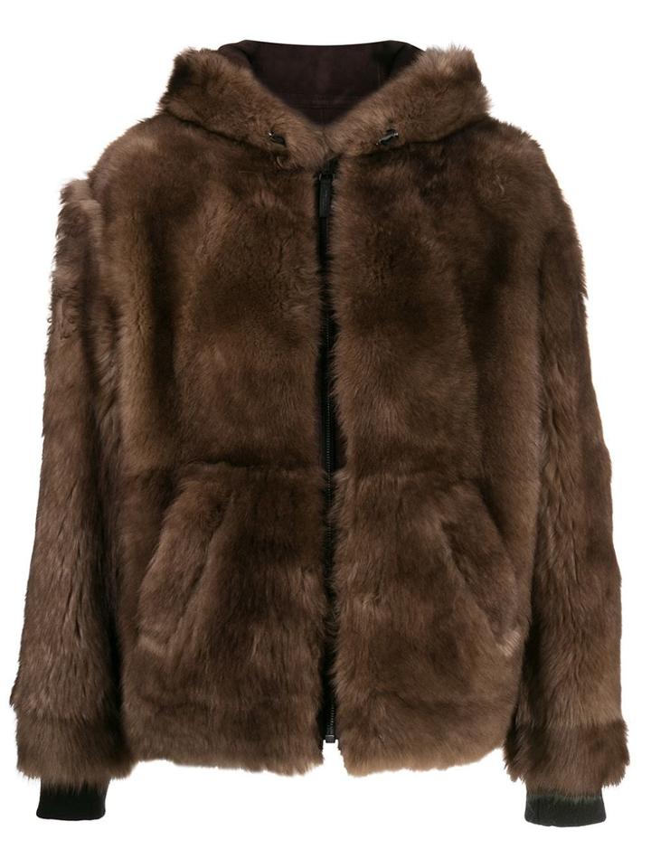 Yves Salomon Zipped Fur Coat - Brown