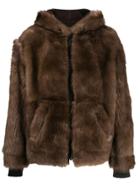 Yves Salomon Zipped Fur Coat - Brown