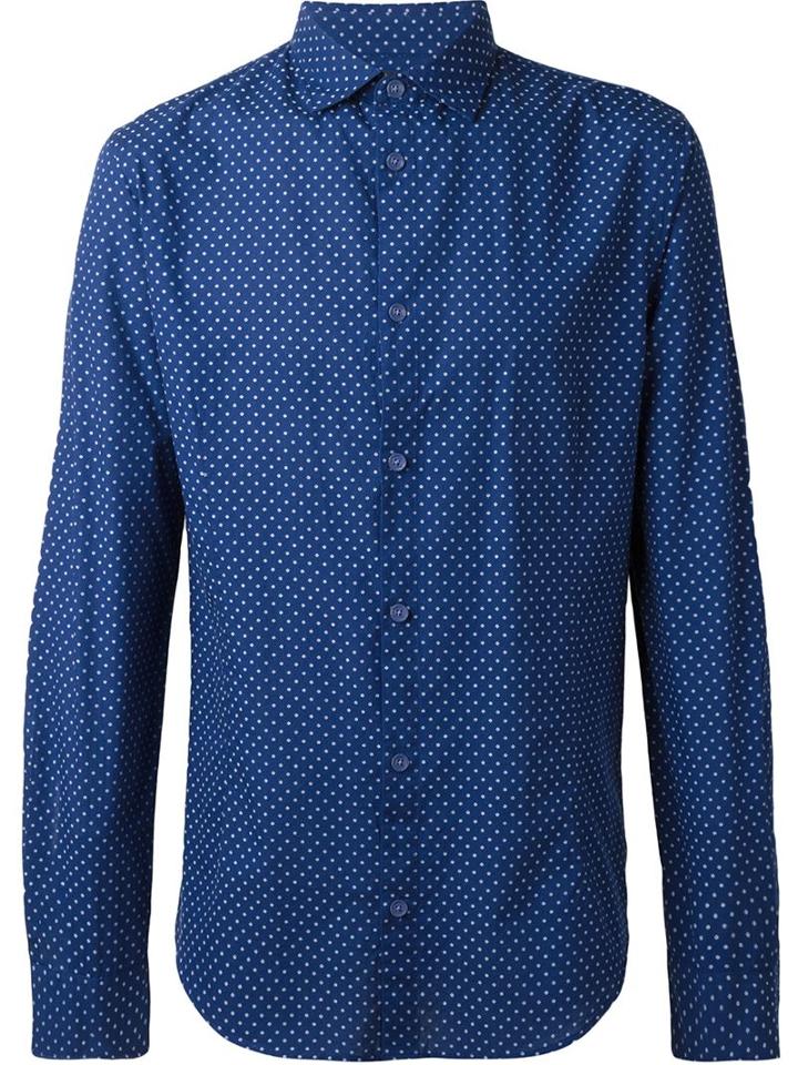 Armani Jeans Polka Dot Print Cuff Detail Button Down Shirt