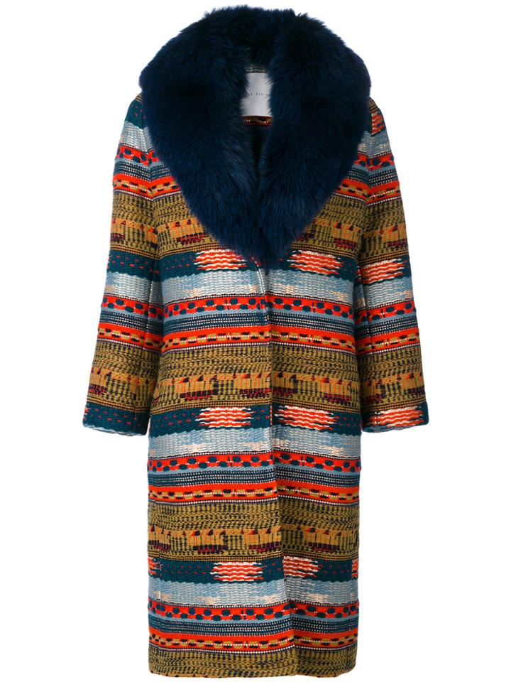 Giada Benincasa Fur-lined Embroidered Coat - Multicolour