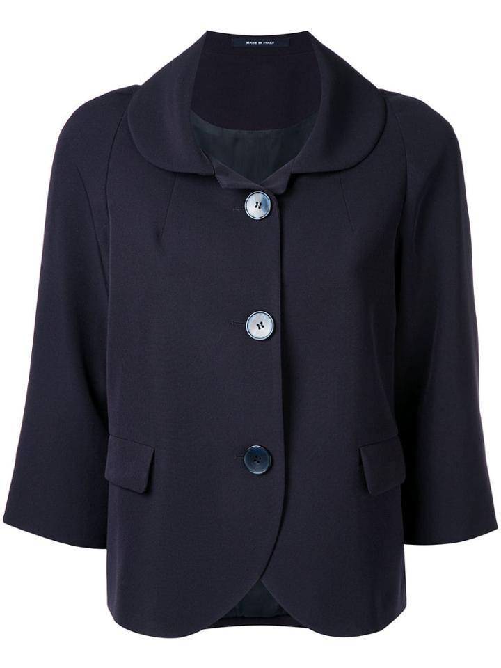 Tagliatore Crop Sleeve Buttoned Jacket - Blue