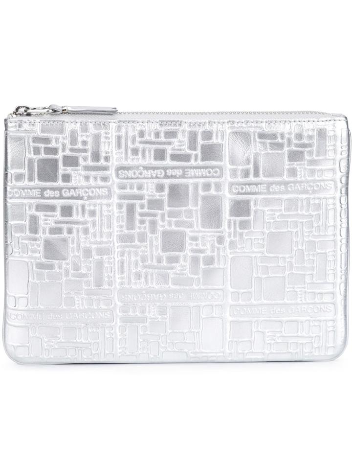 Comme Des Garçons Wallet Embossed Logo Purse - Metallic