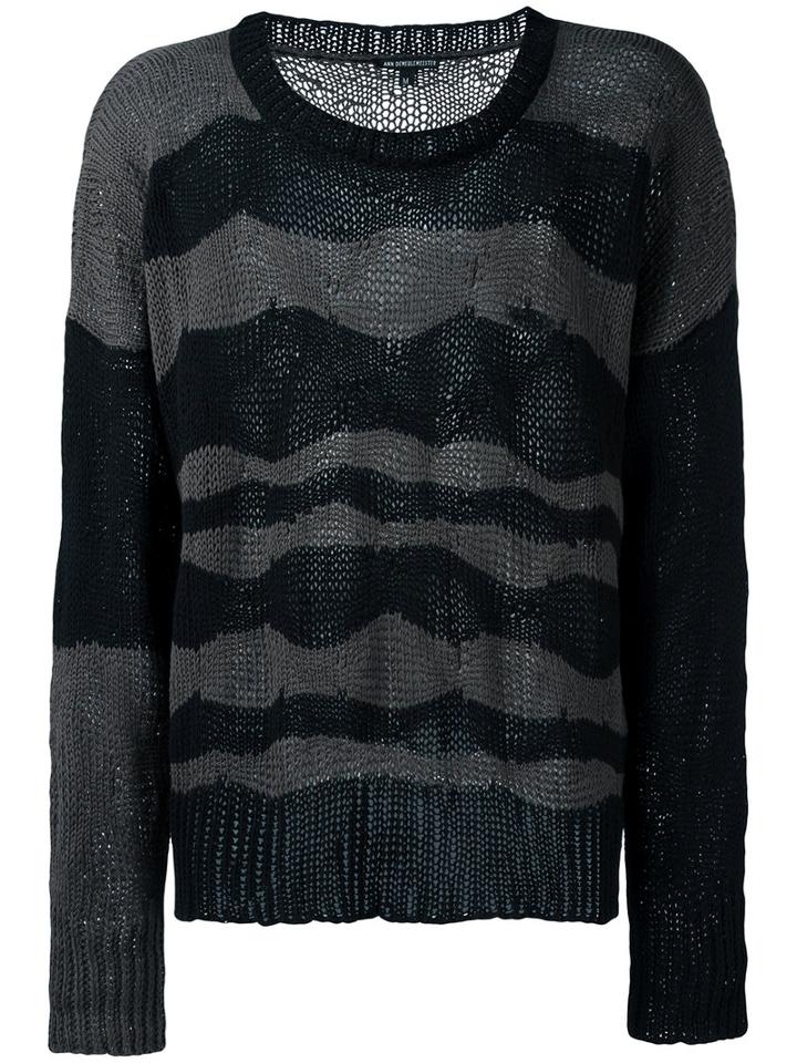 Ann Demeulemeester Striped Jumper, Men's, Size: Large, Black, Cotton/cashmere