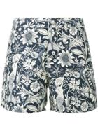 Riz Boardshorts Blue Floral Buckler Swim Shorts