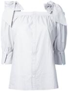 Cityshop - Shoulder Bow Blouse - Women - Cotton - One Size, Grey, Cotton