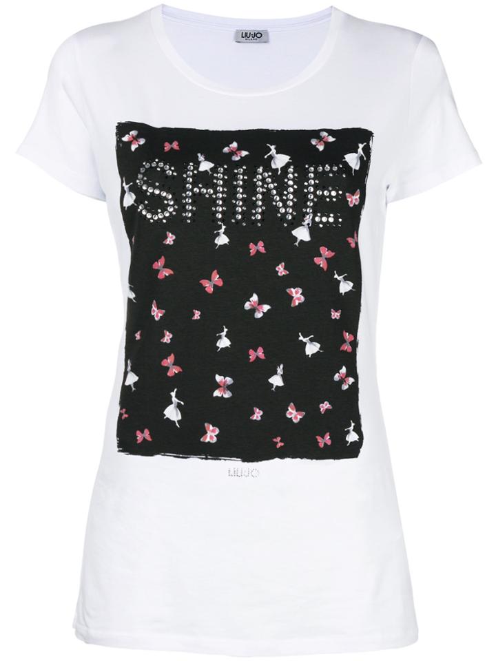 Liu Jo Embellished Slogan T-shirt - White