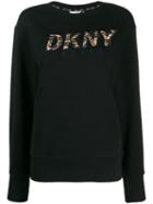 Dkny Leopard Logo Sweatshirt - Black