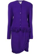 Christian Dior Pre-owned Knitted Ruffle Skirt Suit - Purple