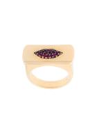 Alison Lou Ruby Lips Bar Ring - Metallic