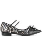 Toga Pulla Fishnet Buckle Strap Sandals - Black
