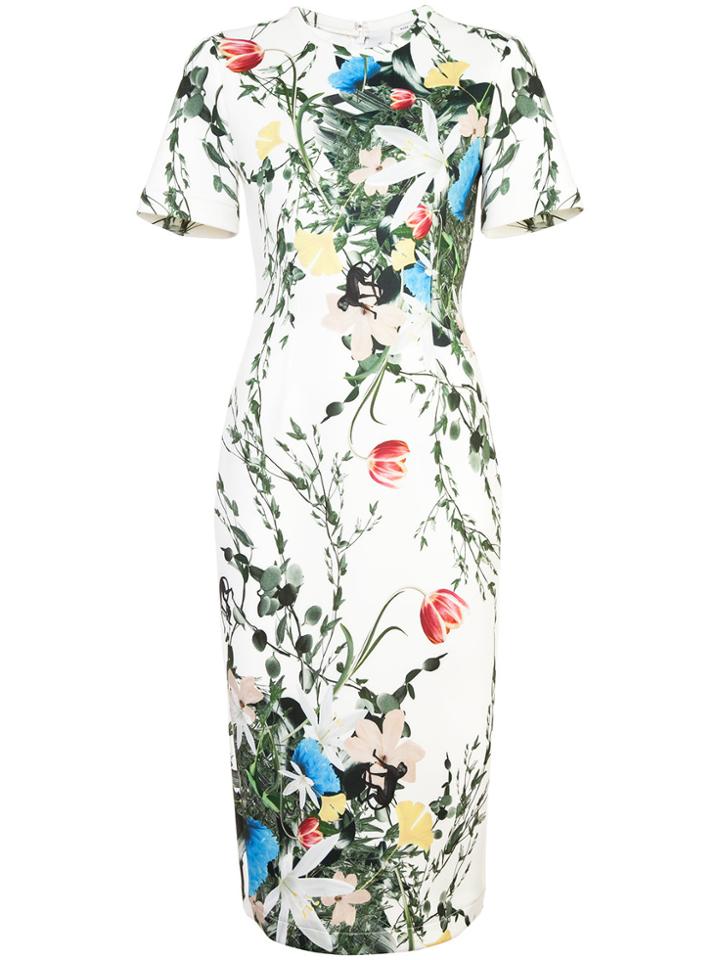 Yigal Azrouel Floral Scuba Dress - White