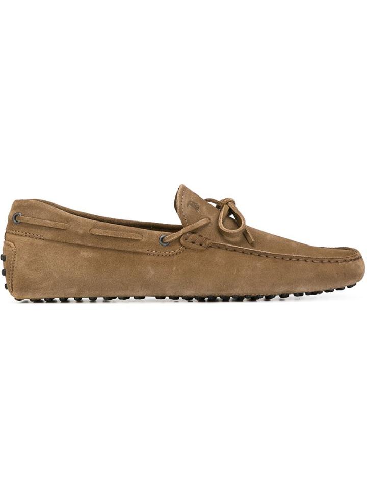 Tod S Gommino Driving Shoes, Men's, Size: 8, Brown, Suede/leather/rubber