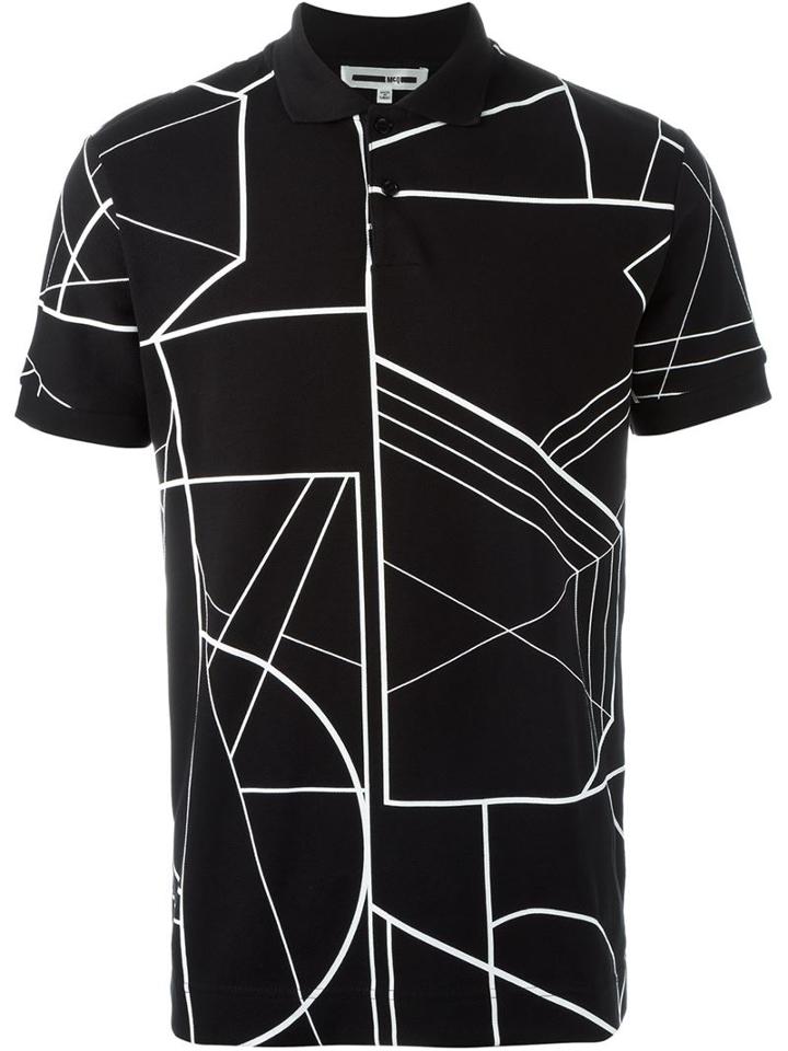 Mcq Alexander Mcqueen Linear Angle Print Polo Shirt