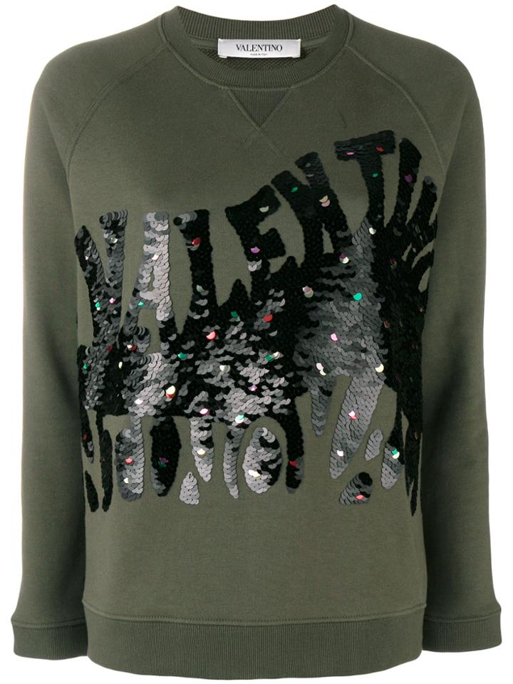 Valentino Sequin Embellished Sweatshirt - Green