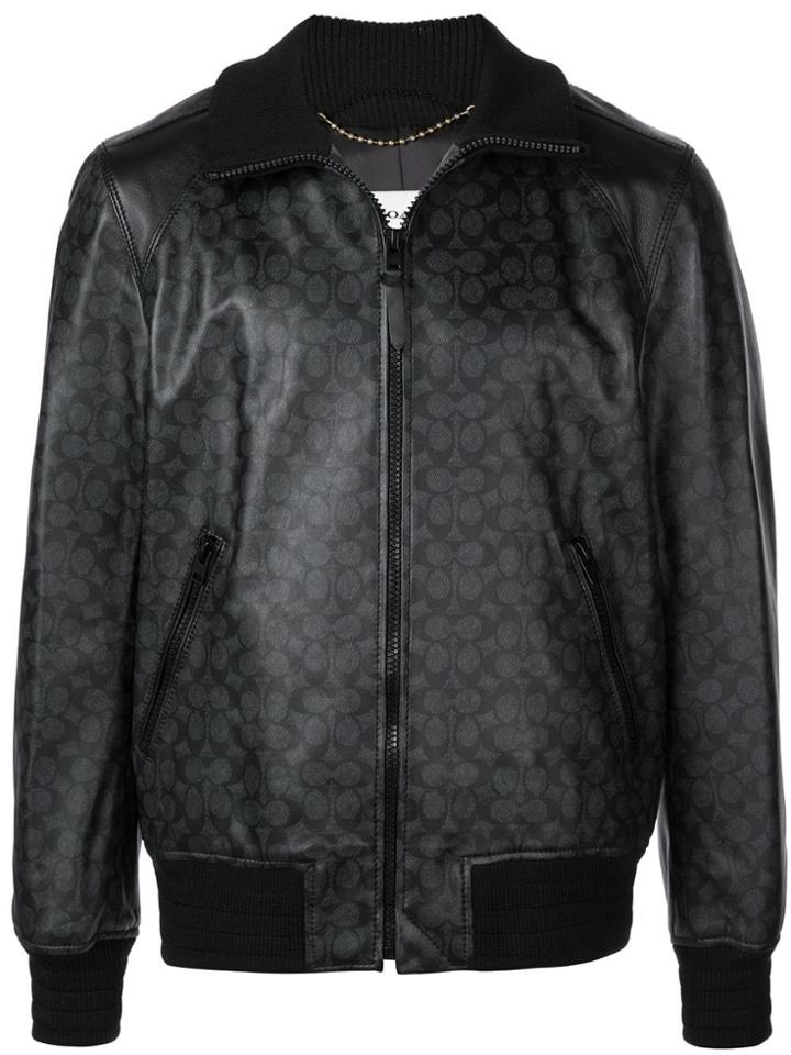 Coach Logo Print Bomber Jacket - Black