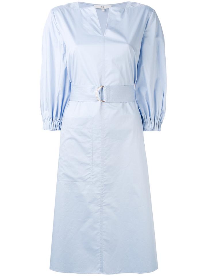 Tibi - Satin Poplin Dress - Women - Cotton - 6, Blue, Cotton