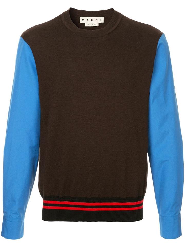 Marni Contrast Sleeve Jumper - Brown