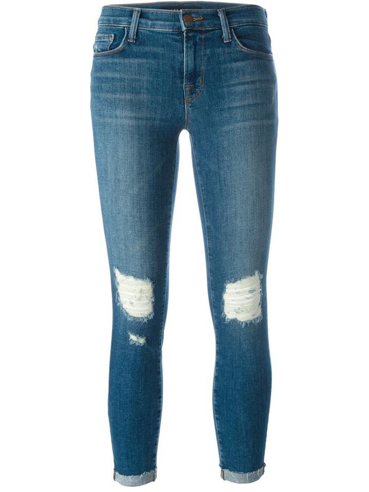 J Brand Distressed Skinny Jeans, Women's, Size: 24, Blue, Cotton/polyester/spandex/elastane