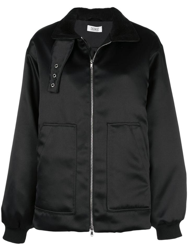 Nomia Corduroy Collar Bomber Jacket - Black