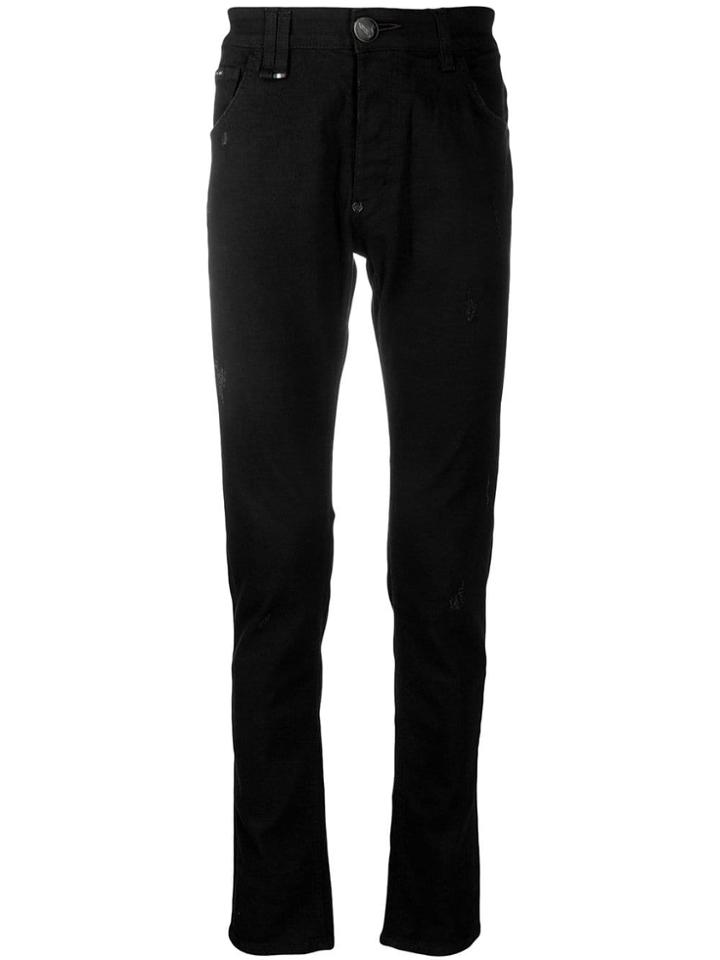Philipp Plein Slim Fit Jeans With Skull Print - Black