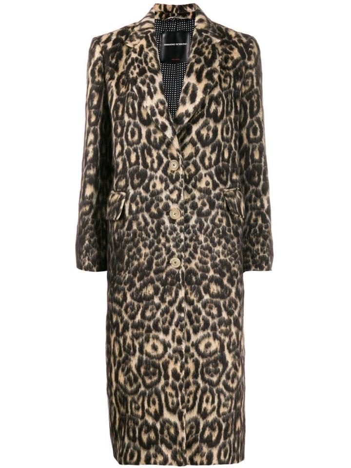 Ermanno Scervino Single-breasted Leopard Coat - Black