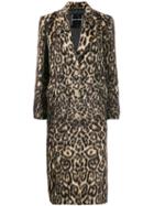 Ermanno Scervino Single-breasted Leopard Coat - Black