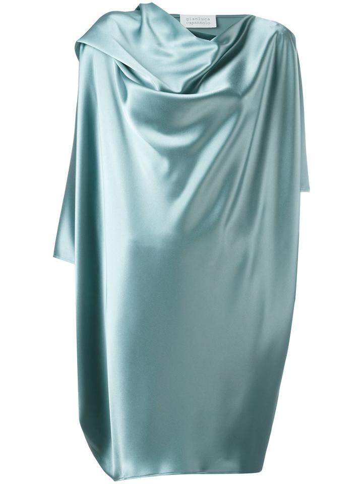 Gianluca Capannolo Draped Metallic Dress, Women's, Size: 40, Blue, Polyethylene/triacetate