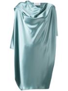 Gianluca Capannolo Draped Metallic Dress, Women's, Size: 40, Blue, Polyethylene/triacetate