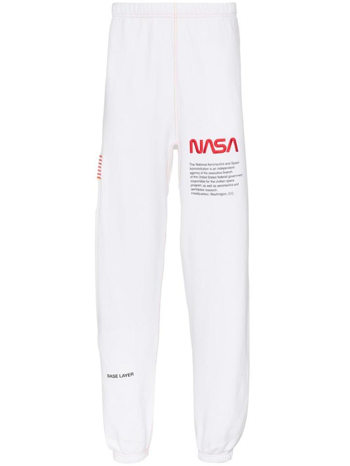 Heron Preston Nasa Embroidered Cotton Sweatpants - White