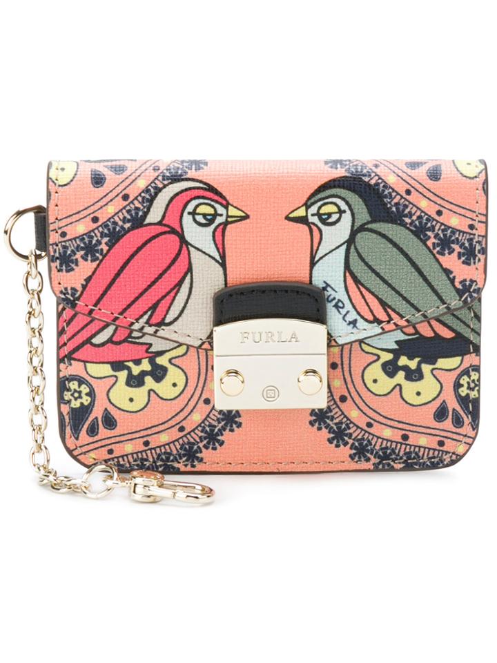 Furla Bird Print Coin Purse - Pink & Purple