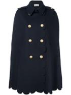 Red Valentino Double-breasted Poncho, Women's, Size: 42, Blue, Virgin Wool/polyamide/acetate/polyester