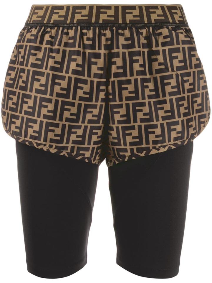 Fendi Ff Logo Sport Biker Shorts - Neutrals