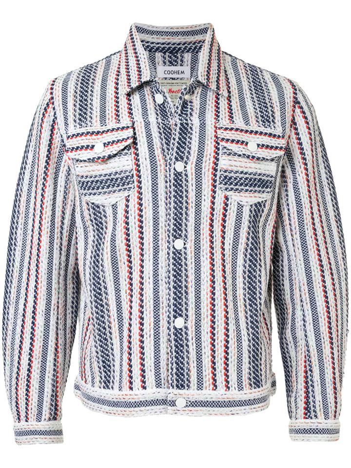 Coohem Striped Fitted Jacket - White