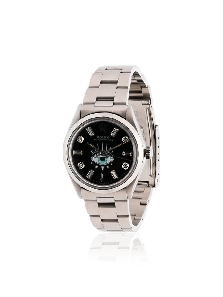 Jacquie Aiche Black Rolex Eye Stainless Steel Watch - Silver