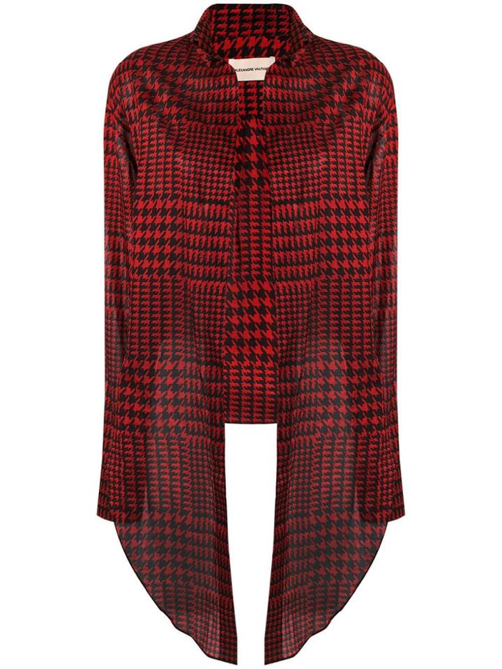 Alexandre Vauthier Cropped Houndstooth Shirt - Red