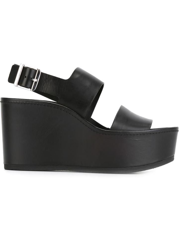 Vince Wedge Sandals, Women's, Size: 6, Black, Leather/rubber
