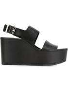 Vince Wedge Sandals, Women's, Size: 6, Black, Leather/rubber