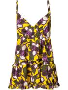 P.a.r.o.s.h. Flared Floral Camisole Top - Yellow & Orange