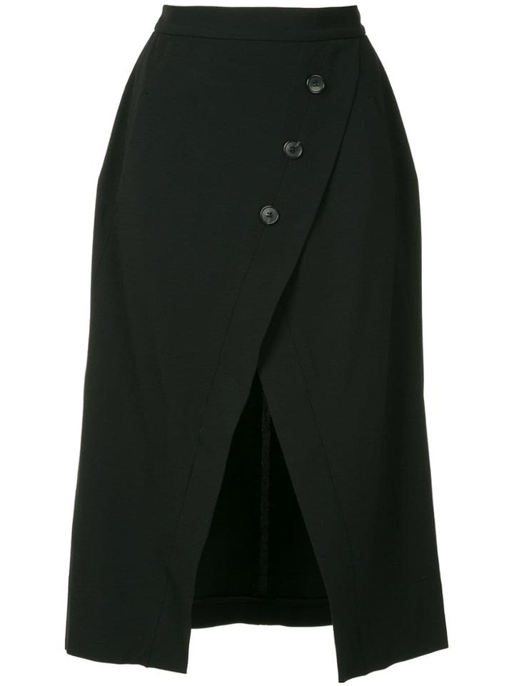 Kitx Button Front Slit Skirt - Black