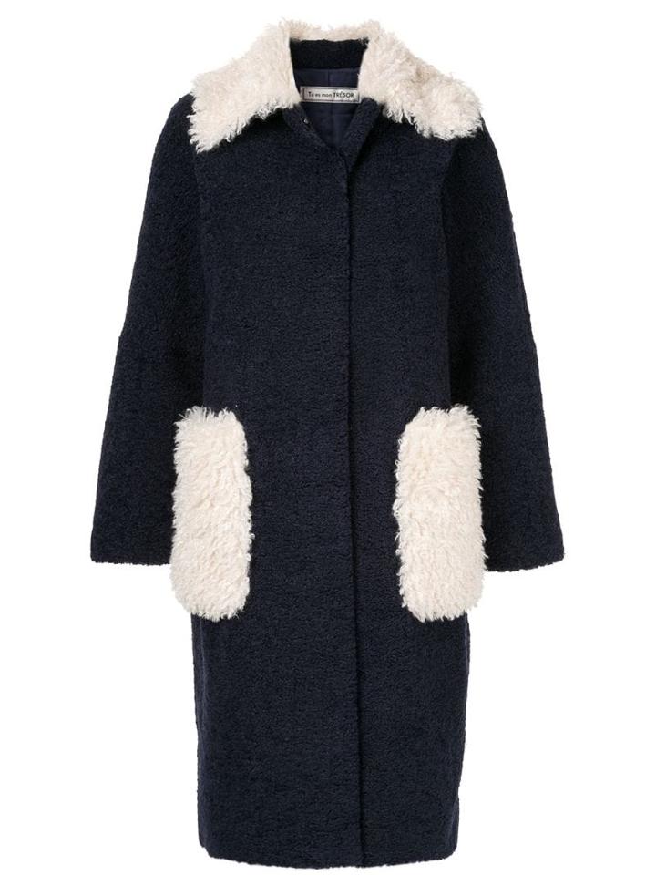 Tu Es Mon Trésor Phoenix Faux Fur Coat - Blue