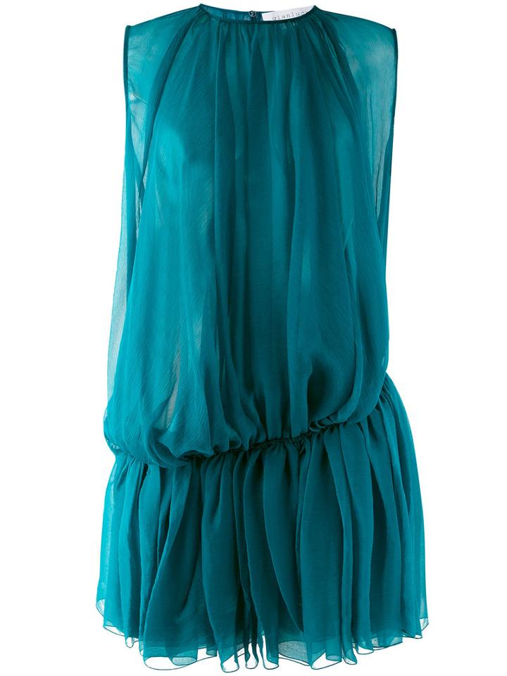 Gianluca Capannolo - Gathered Pleat Dress - Women - Silk - 40, Green, Silk