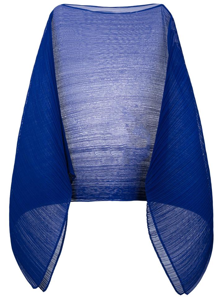 Plain Cape - Women - Polyester - One Size, Blue, Polyester, Pleats Please By Issey Miyake
