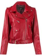 Arma Leather Biker Jacket - Red