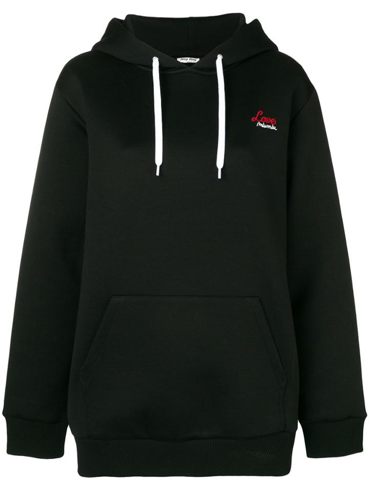 Miu Miu Printed Back Hoodie - Black